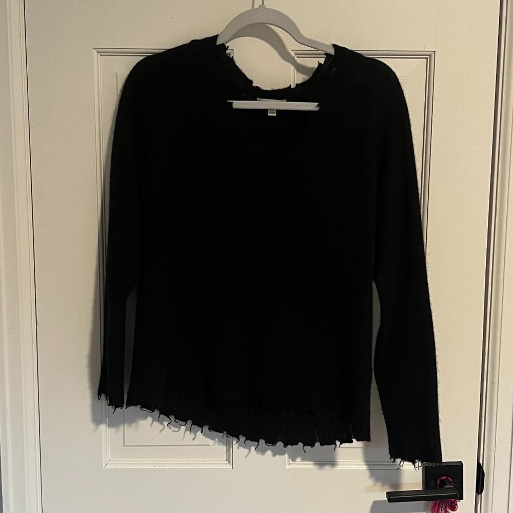 MINNIE ROSEASHMERE DISTRESSED V-NECK Sweater - Size S